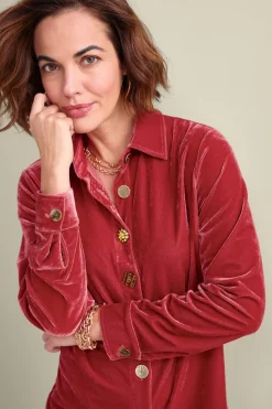 Discount Soft Surroundings Filigree Velvet Boyfriend Shirt