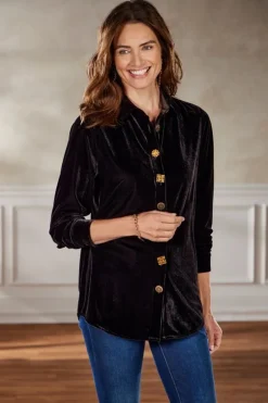 Discount Soft Surroundings Filigree Velvet Boyfriend Shirt