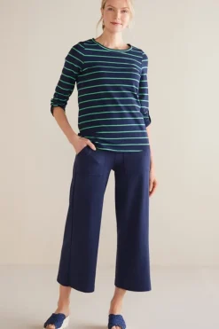 New Soft Surroundings Fina French Terry Crop Pants Navy