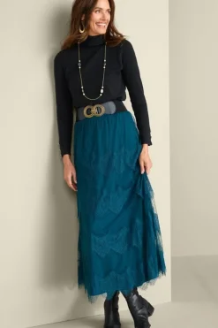 Best Soft Surroundings Frederica Lace Maxi Skirt SailorBlue