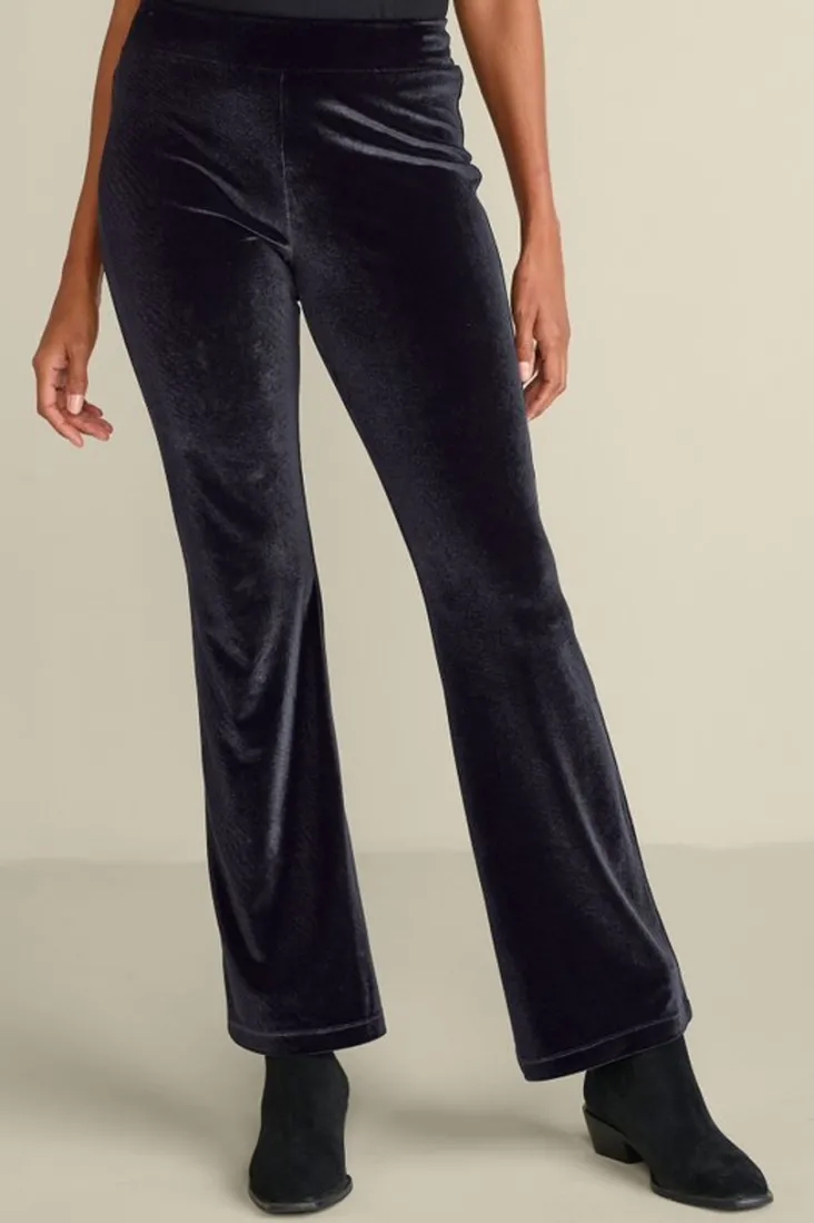 New Soft Surroundings Gianna Velvet Bootcut Pants Black