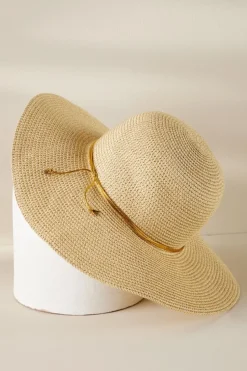 New Soft Surroundings Golda Floppy Hat Natural/Gold