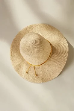 New Soft Surroundings Golda Floppy Hat Natural/Gold