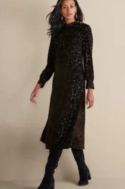 New Soft Surroundings Hadley Velvet Dress BlackAbstract