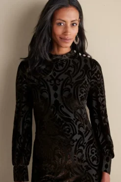 New Soft Surroundings Hadley Velvet Dress BlackAbstract
