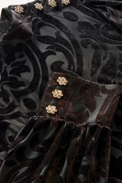 New Soft Surroundings Hadley Velvet Dress BlackAbstract