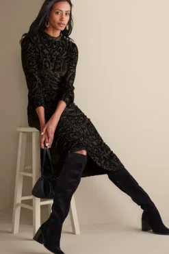 New Soft Surroundings Hadley Velvet Dress BlackAbstract