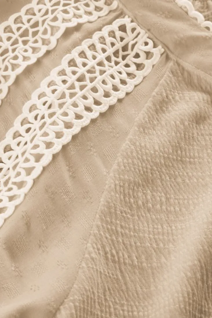 New Soft Surroundings Halle Short Sleeve Top LightTaupe