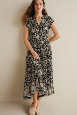 Soft Surroundings Hollis Midi Dress LisbonFloralNeutral