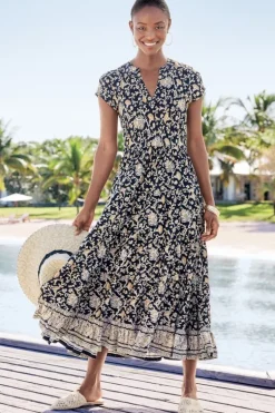Soft Surroundings Hollis Midi Dress LisbonFloralNeutral