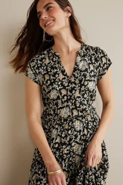 Soft Surroundings Hollis Midi Dress LisbonFloralNeutral