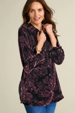 Outlet Soft Surroundings Icon Silk Velvet Poets Tunic Shirt