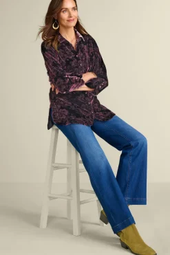 Outlet Soft Surroundings Icon Silk Velvet Poets Tunic Shirt