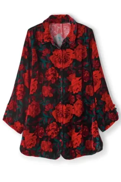 Outlet Soft Surroundings Icon Silk Velvet Poets Tunic Shirt