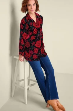 Outlet Soft Surroundings Icon Silk Velvet Poets Tunic Shirt