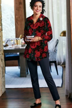 Outlet Soft Surroundings Icon Silk Velvet Poets Tunic Shirt