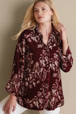 Outlet Soft Surroundings Icon Silk Velvet Poets Tunic Shirt