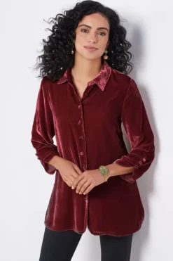 Outlet Soft Surroundings Icon Silk Velvet Poets Tunic Shirt