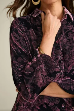 Outlet Soft Surroundings Icon Silk Velvet Poets Tunic Shirt