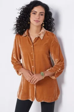 Outlet Soft Surroundings Icon Silk Velvet Poets Tunic Shirt