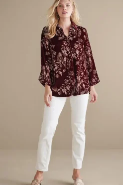 Outlet Soft Surroundings Icon Silk Velvet Poets Tunic Shirt