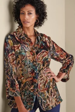 Outlet Soft Surroundings Icon Silk Velvet Poets Tunic Shirt
