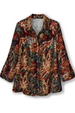 Outlet Soft Surroundings Icon Silk Velvet Poets Tunic Shirt