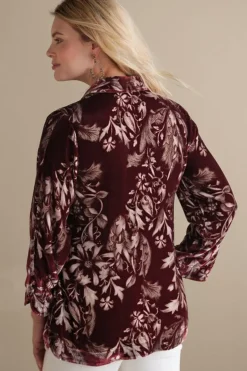 Outlet Soft Surroundings Icon Silk Velvet Poets Tunic Shirt