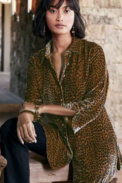 Outlet Soft Surroundings Icon Silk Velvet Poets Tunic Shirt