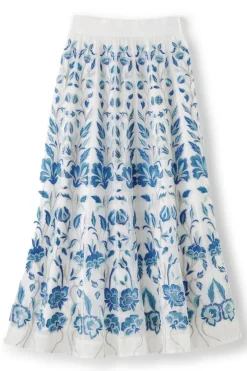 Best Soft Surroundings Imani Maxi Skirt BlueDreamEmbroidery