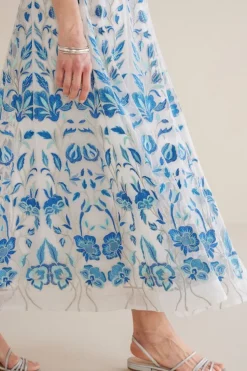 Best Soft Surroundings Imani Maxi Skirt BlueDreamEmbroidery
