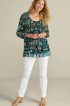 Best Soft Surroundings Imrie 3/4 Sleeve Tunic MenaraIkatBlue