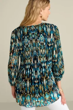 Best Soft Surroundings Imrie 3/4 Sleeve Tunic MenaraIkatBlue