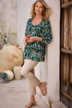 Best Soft Surroundings Imrie 3/4 Sleeve Tunic MenaraIkatBlue