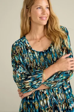 Best Soft Surroundings Imrie 3/4 Sleeve Tunic MenaraIkatBlue