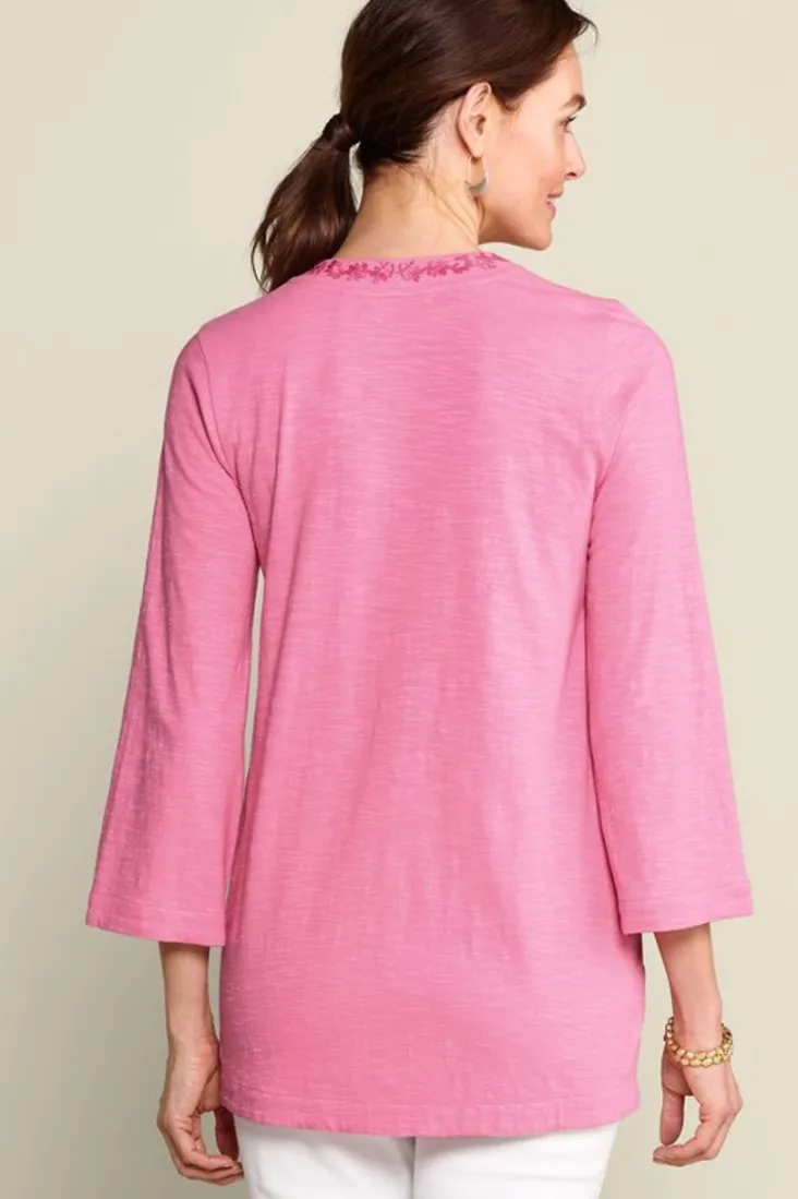 Hot Soft Surroundings Ingrid Embroidered Tunic AzaleaPink