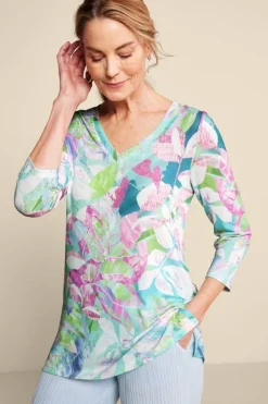 Soft Surroundings Iris 3/4 Sleeve Tunic TropicalMulti