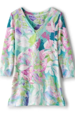 Soft Surroundings Iris 3/4 Sleeve Tunic TropicalMulti