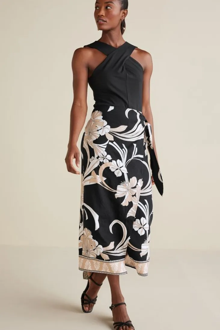Online Soft Surroundings Isla Stretch Linen Midi Skirt GoldenBotanicals