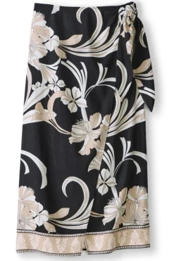 Online Soft Surroundings Isla Stretch Linen Midi Skirt GoldenBotanicals