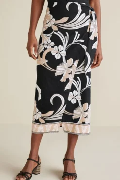 Online Soft Surroundings Isla Stretch Linen Midi Skirt GoldenBotanicals