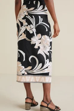 Online Soft Surroundings Isla Stretch Linen Midi Skirt GoldenBotanicals