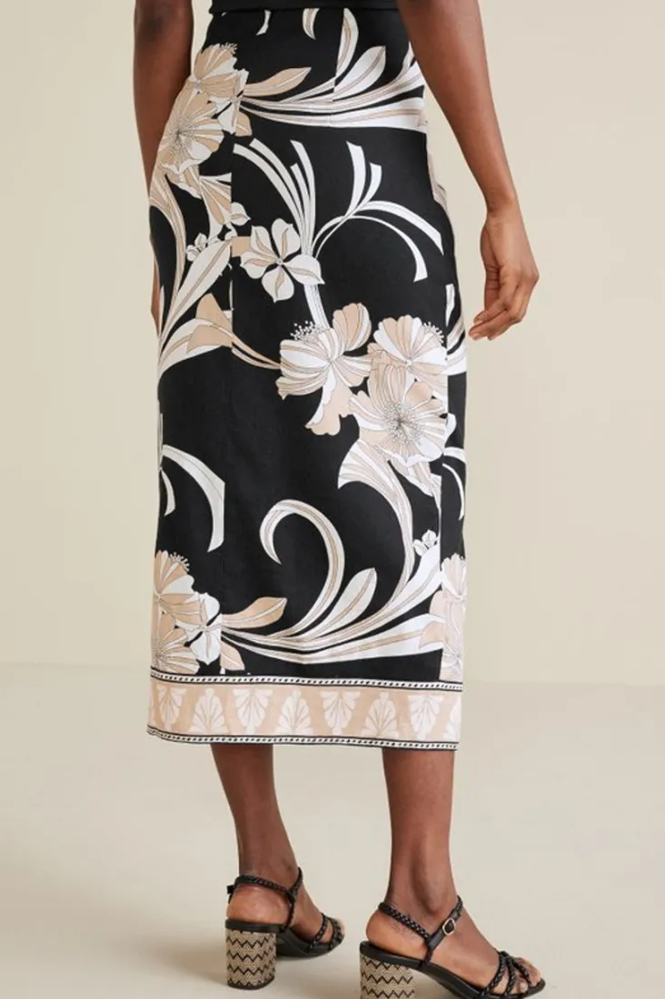 Online Soft Surroundings Isla Stretch Linen Midi Skirt GoldenBotanicals