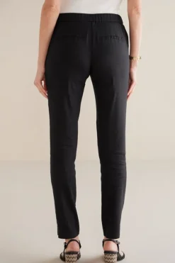 Soft Surroundings Isla Stretch Linen Slim Leg Pants Black