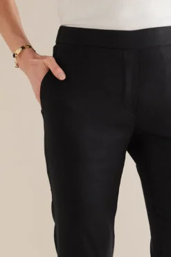 Soft Surroundings Isla Stretch Linen Slim Leg Pants Black