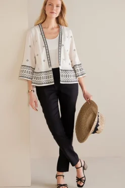 Soft Surroundings Isla Stretch Linen Slim Leg Pants Black