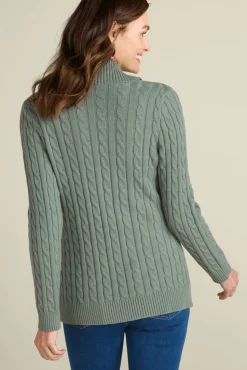 Best Soft Surroundings Ivey Cable Knit Cardigan AgaveGreen