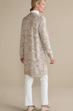 Discount Soft Surroundings Ivy Shimmer Long Cardigan NeutralFloral