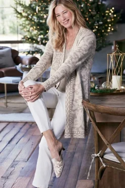 Discount Soft Surroundings Ivy Shimmer Long Cardigan NeutralFloral