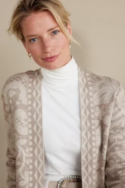 Discount Soft Surroundings Ivy Shimmer Long Cardigan NeutralFloral